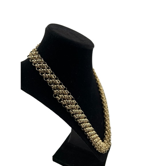 Vintage Women's Gold-Tone Layered Open Intertwined Oval Link Chain Necklace - Picture 3 of 5